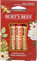Burt's Bees Kissable Color Lip Shimmer Holiday Gift Set - 3 Warm Shades in Peony, Fig & Rhubarb