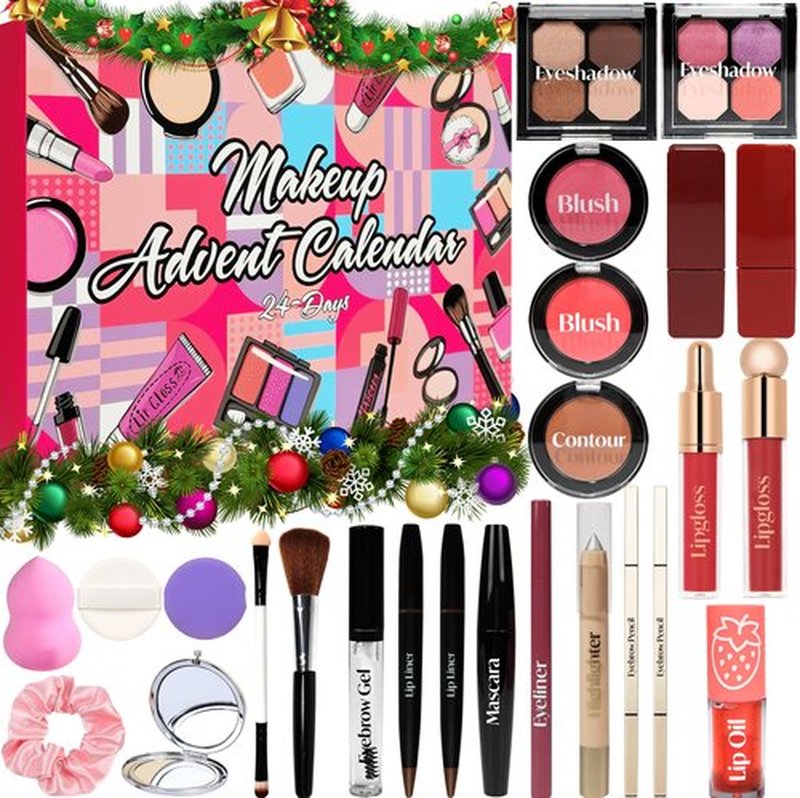 Makeup Advent Calendar 2025 Teen Girls Women Beauty Make Up Advent Calendar, 24 Days 2025 Christmas Countdown Full Makeup Kits Beauty Skincare Sets Gifts For Teen Girls women