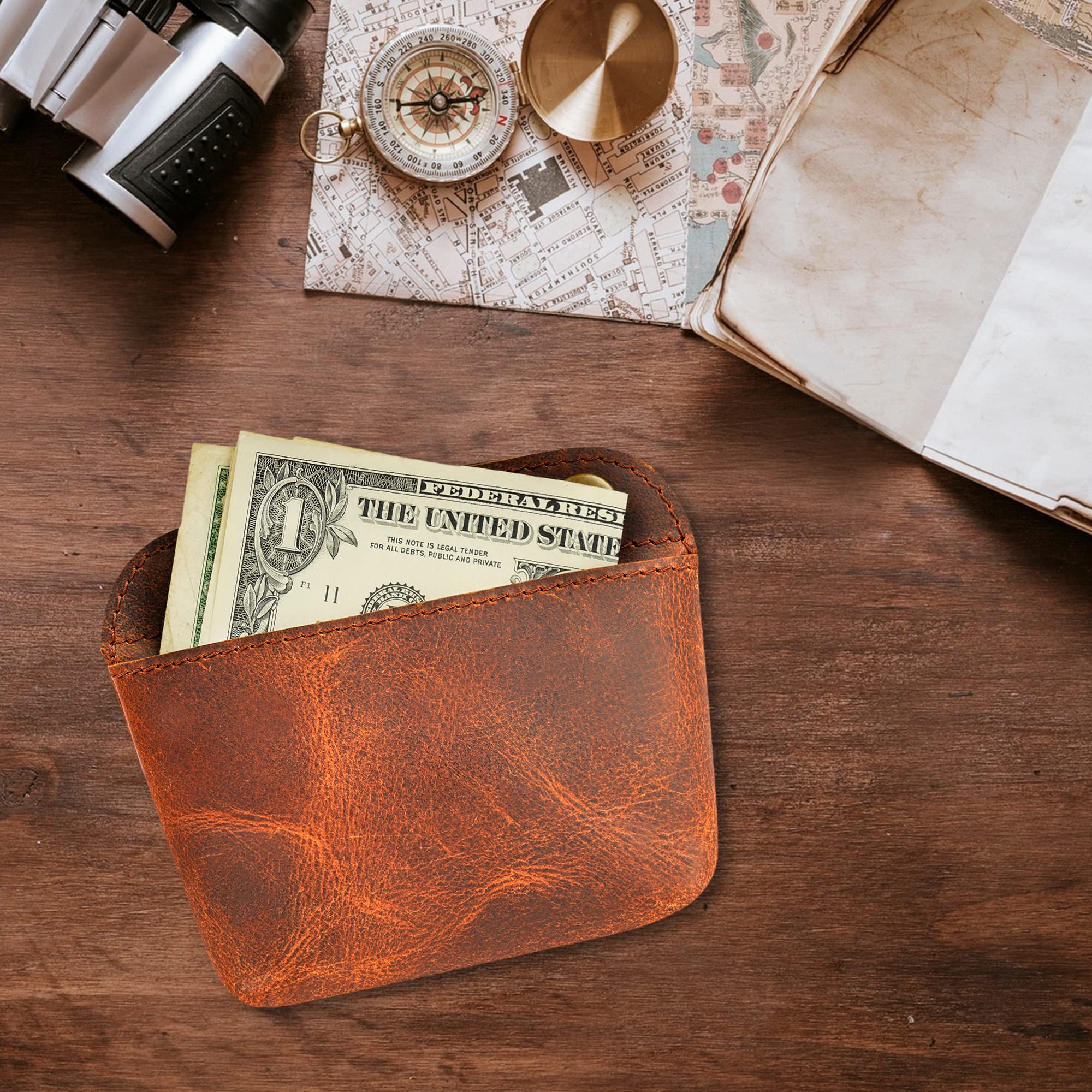 CestAntiQ Leather Double Clasp Pouch Coin Purse Organizer