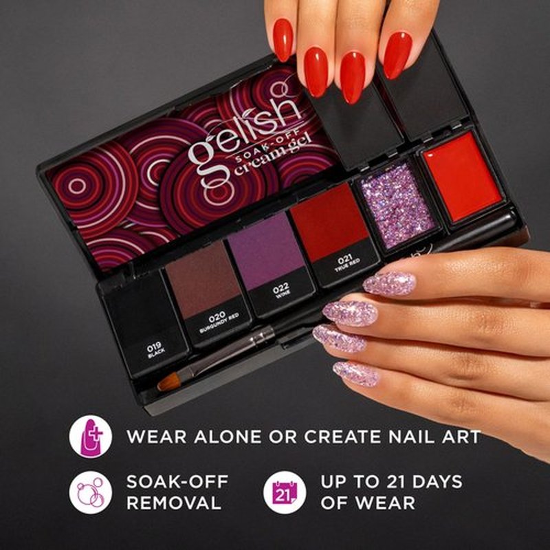 Gelish Cream Gel – Solid Soak-Off Professional Gel Polish for Salon Quality Manicure with Brush, LED Cure, Long-Lasting, High Shine, Easy Application (Getting Reddy)