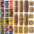 HINZIC 54 PCS Hair Jewelry Braids Fabric Dreadlock Beads Vintage Locks Hair Clips African Tube Beads Simulation Wood Dreadlock Accessories for Halloween Costume Christmas Women Men