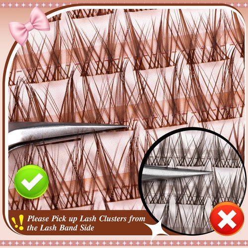 PVDKIW Brown Lash Clusters Wipsy Manga Lashes Clusters Natural Eyelash Clusters Dark Brown Lashes C Curl Cluster Eyelash Extensions Invisible Band False Eyelashes 10-16mm Cluster Lashes 144Pcs