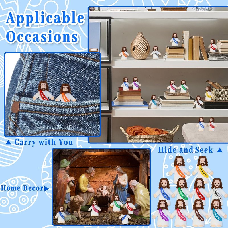 Bamamon Mini Jesus Figurines - 30 Pcs Easter Party Favors | Perfect for Sunday School & Baptism Gifts