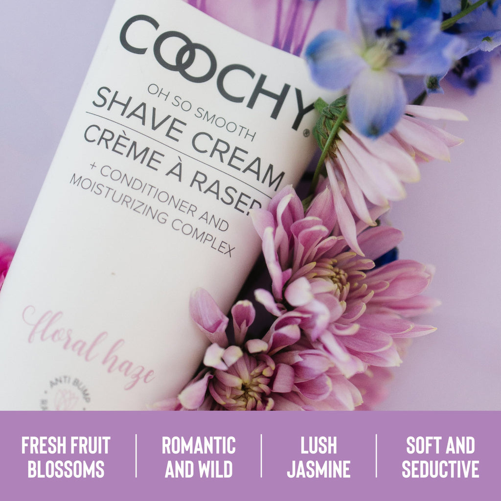 Coochy Shave Cream - Moisturizing Shave Lotion - Gentle Intimate Shaving Cream - For Bikini Area, Underarms, Legs & More - Rash-Free, Hydrating Formula - Floral Haze, 12.5 oz