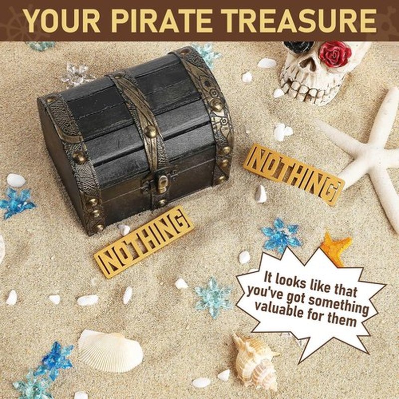 Skiennix White Elephant Gifts - Funny Pirate Chest with 10 Golden Nothing | Unique Holiday Gag Gift for Men & Women