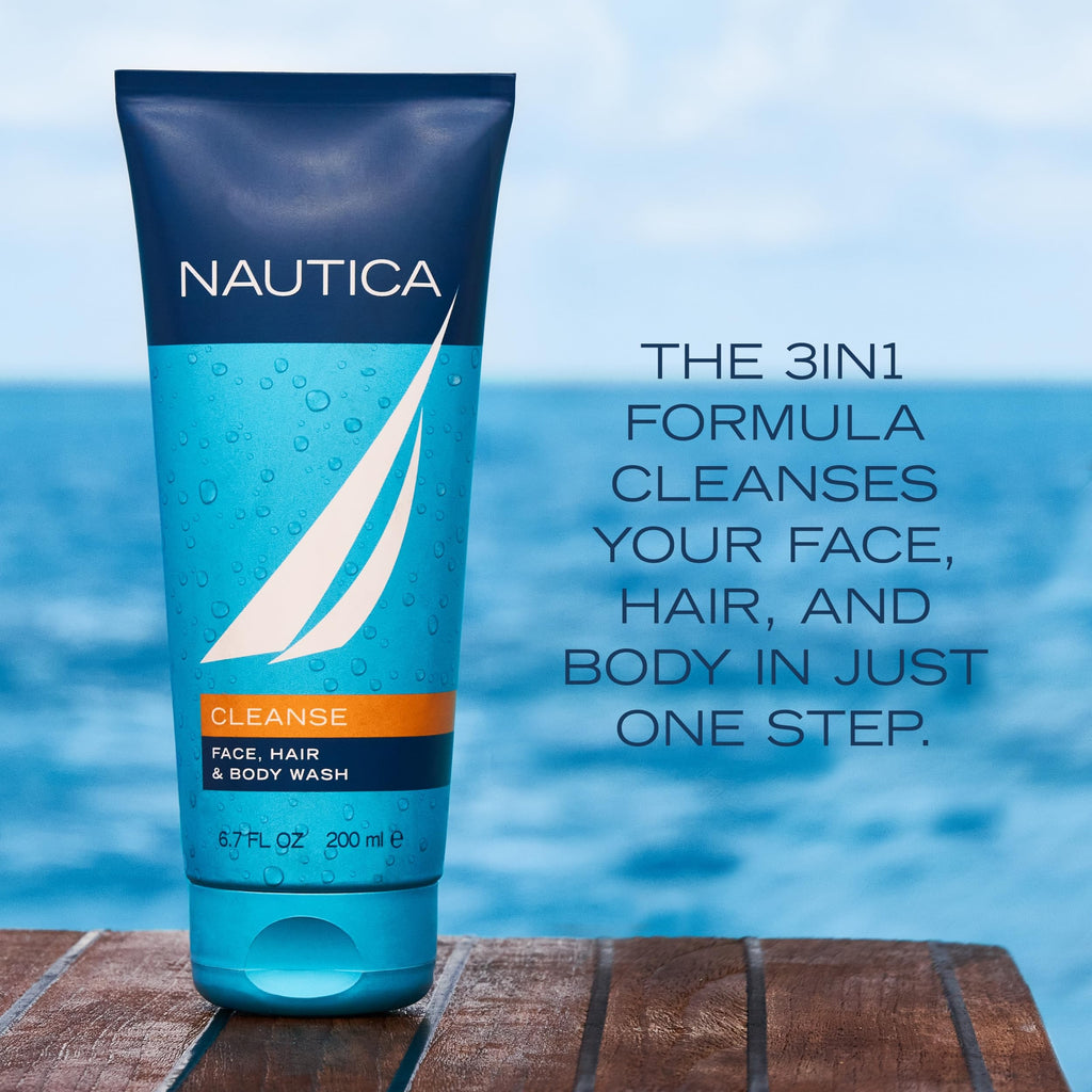 Nautica Grooming Cleanse Shower Gel 6.7 fl oz (Pack of 1), Notes of Grapefruit, Lavender, and Wood, Men's Fragrance, Long Lasting, Everyday Fragrance
