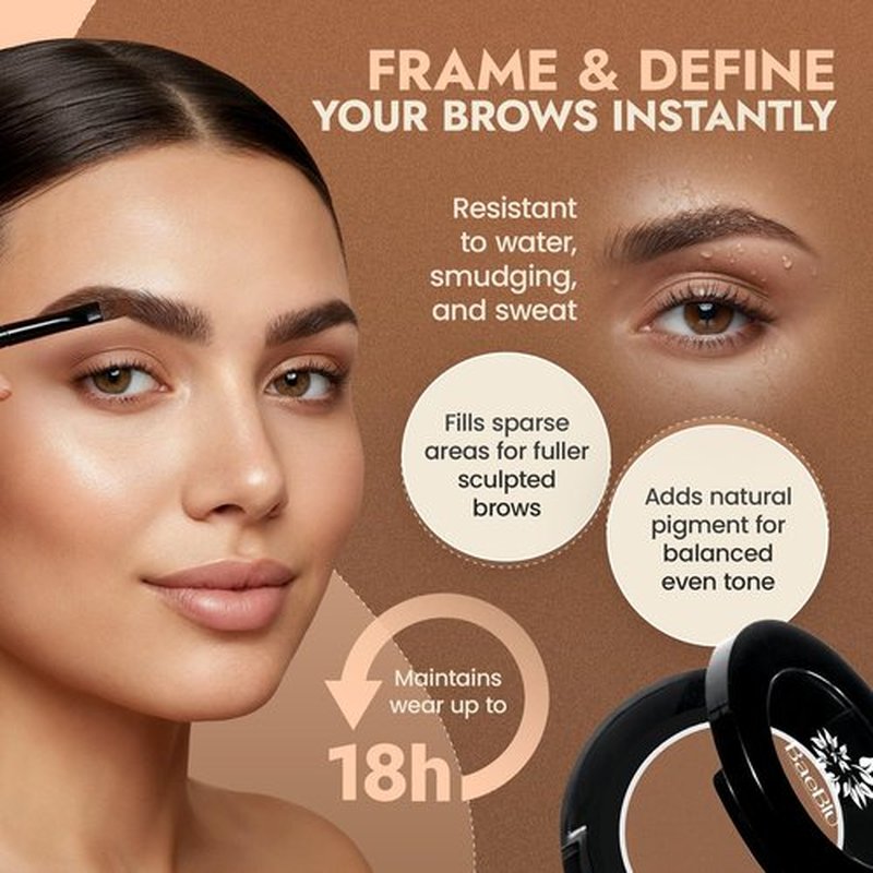 Organic Eyebrow Powder - Vegan Brow Tint for Shaping, Filling & Defining, 100% Natural - Smudge-Proof & Long-Lasting Conditioning - Cruelty-Free, Paraben-Free, Gluten-Free, Made in USA - Deep Brown