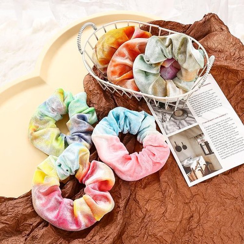 Mirlern Velvet Scrunchies with Zippers Pocket, 8 Pcs Tie Dye Soft Hair Ties, Hidden Pocket Hair Scrunchies Accessories for Women Girls, Soft Ponytail Holder Secret Compartment Items (Rainbow Colors)
