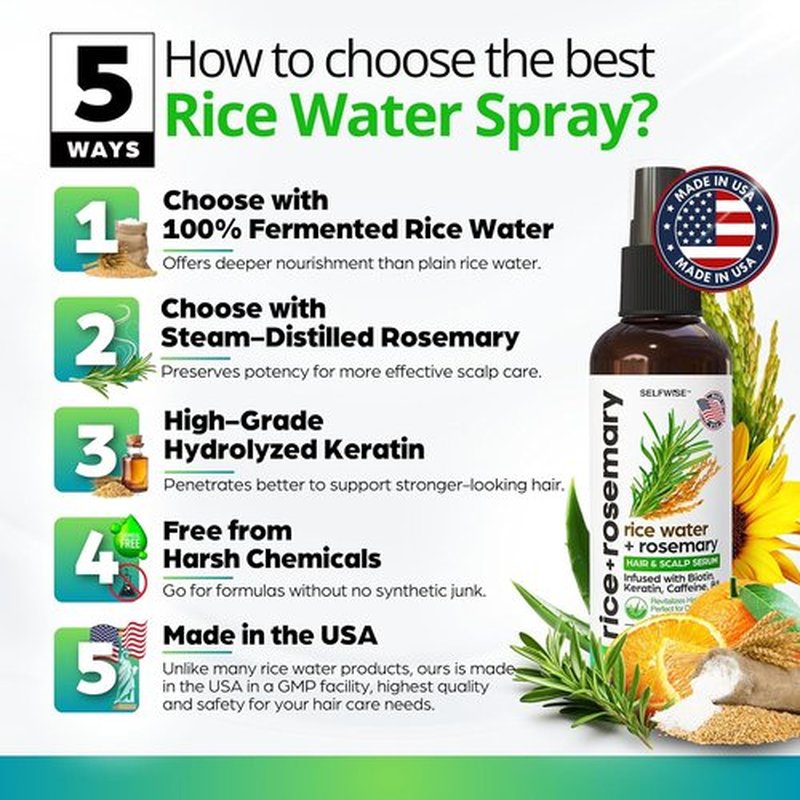 Fermented Rice Water Hair Growth Spray by NEW | Boost Thinning Hair with Rosemary, Biotin & Caffeine | All Hair Types