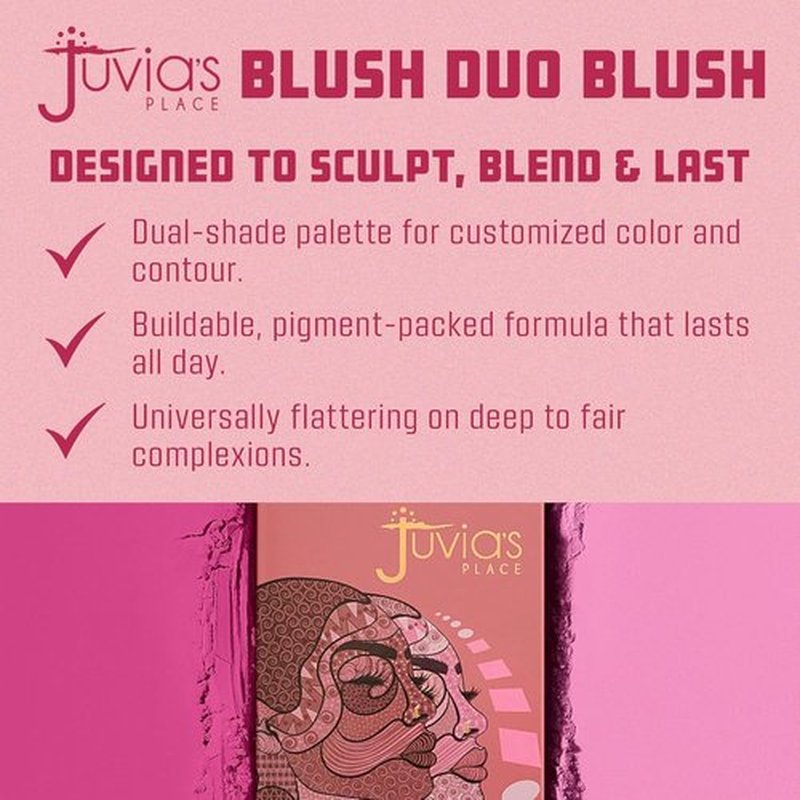 Juvia's Place Blushed Duo Blush Volume 4 - Two-Tone Pigmented Pressed Mineral Powder | Matte Finish for All Skin Tones