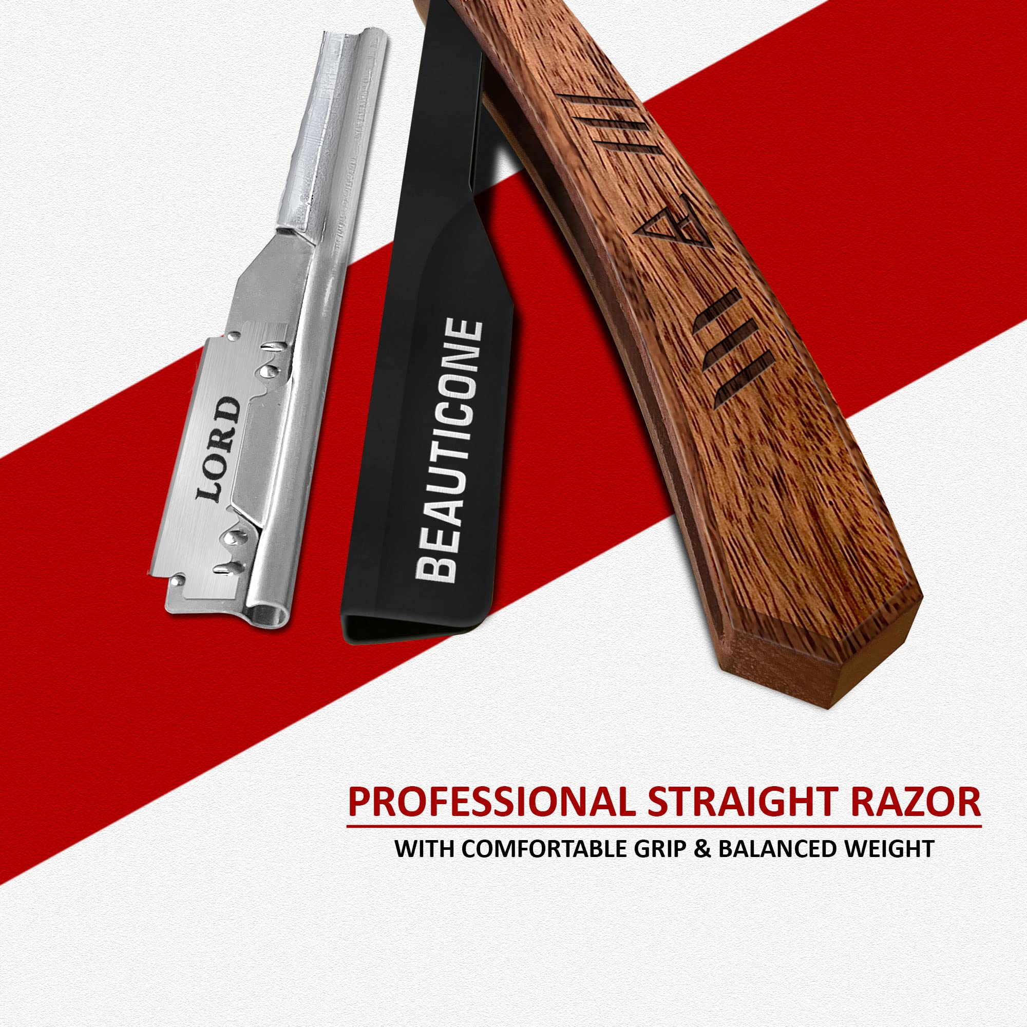 BEAUTICONE Straight Razor, Professional Barber Razor with 100 Single Edge Blades, Swing-Lock & Slideout Razors Bundle