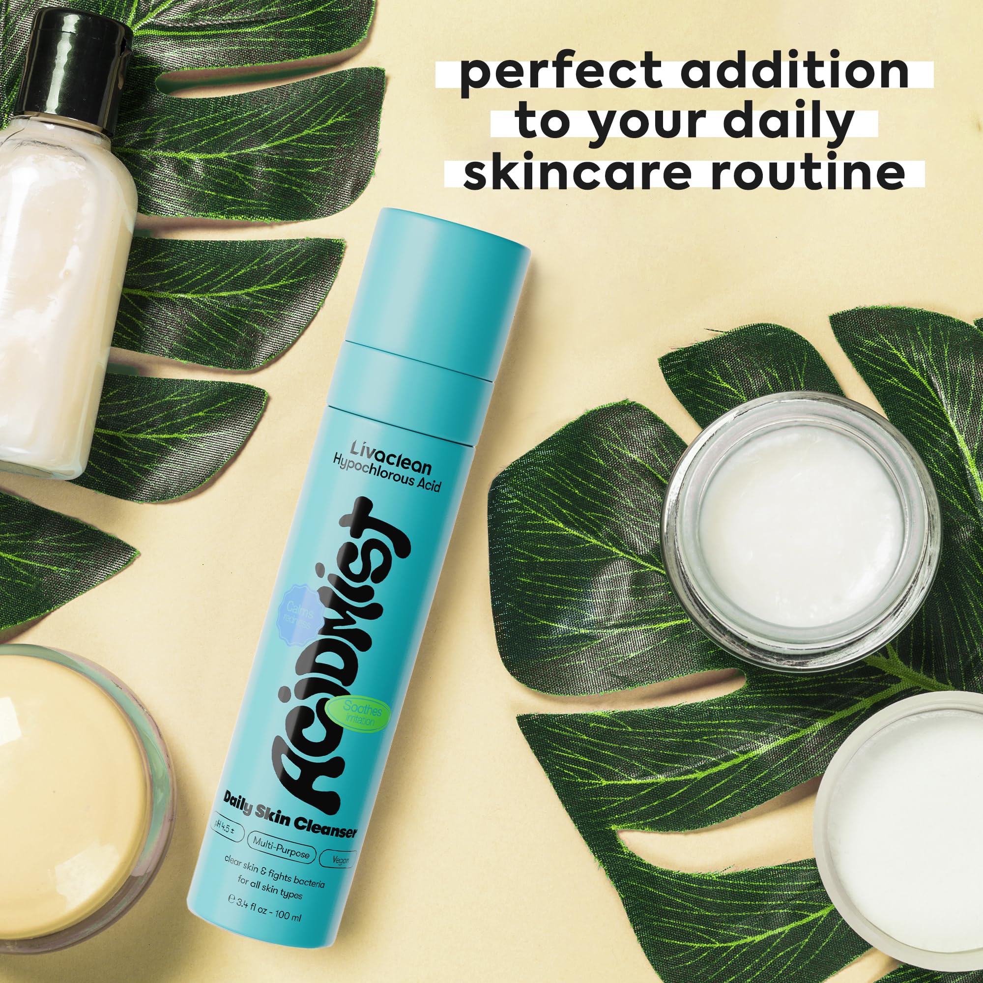 2 Pack Hypochlorous Acid Spray for Face & Body - 2 x 3.4 fl oz - Helps Reduce Redness and Breakouts - Multi-Purpose Travel Size Hypochlorous Spray - Topical Facial Skin Repair - pH-Balancing Toner