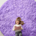 OLANLY Purple Round Area Rug - Soft, Fluffy, Machine Washable 9 ft Circle Carpet for Bedroom & Living Room Decor
