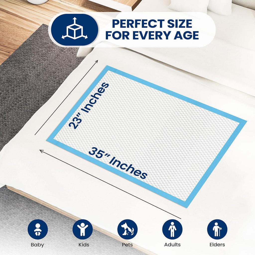 Disposable Underpads - Super Absorbent Incontinence Pads for Pets, Babies & Adults | 50 Count | 36 x 23 Inch