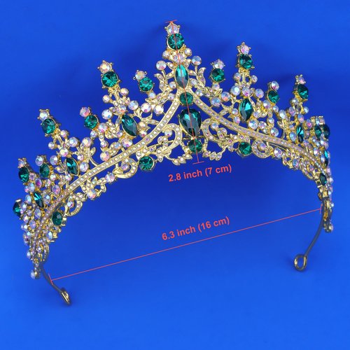 COCIDE Green Tiaras for Women Crown for Women Emerald Quinceanera Dress Headbands for Queen Halloween Cosplay Birthday Pageant Bride Headpieces Hair Accessories