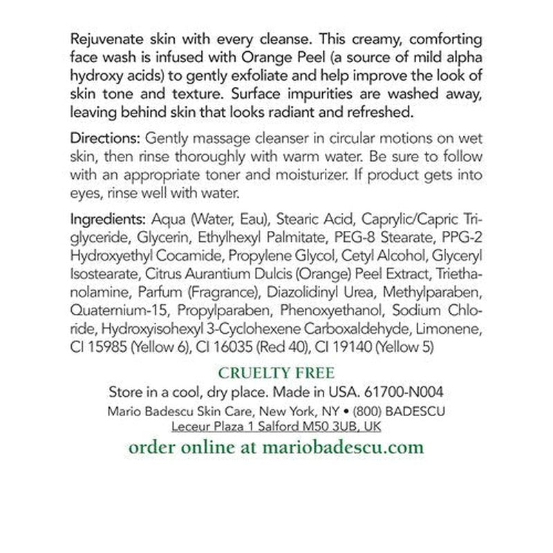 Mario Badescu Orange Cleansing Soap - AHA-Enriched Cream Face Cleanser for Dry Skin - Oil-Free Exfoliating Wash