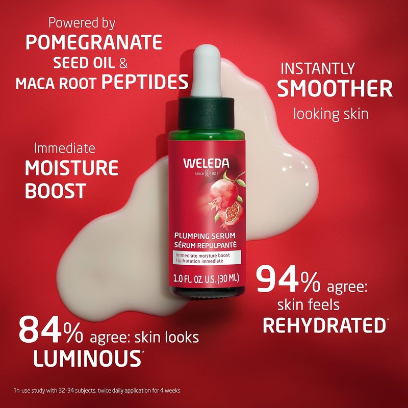 Weleda Face Care Plumping Serum, Plant Rich Serum with Peptides from Pomegranate and Maca Root