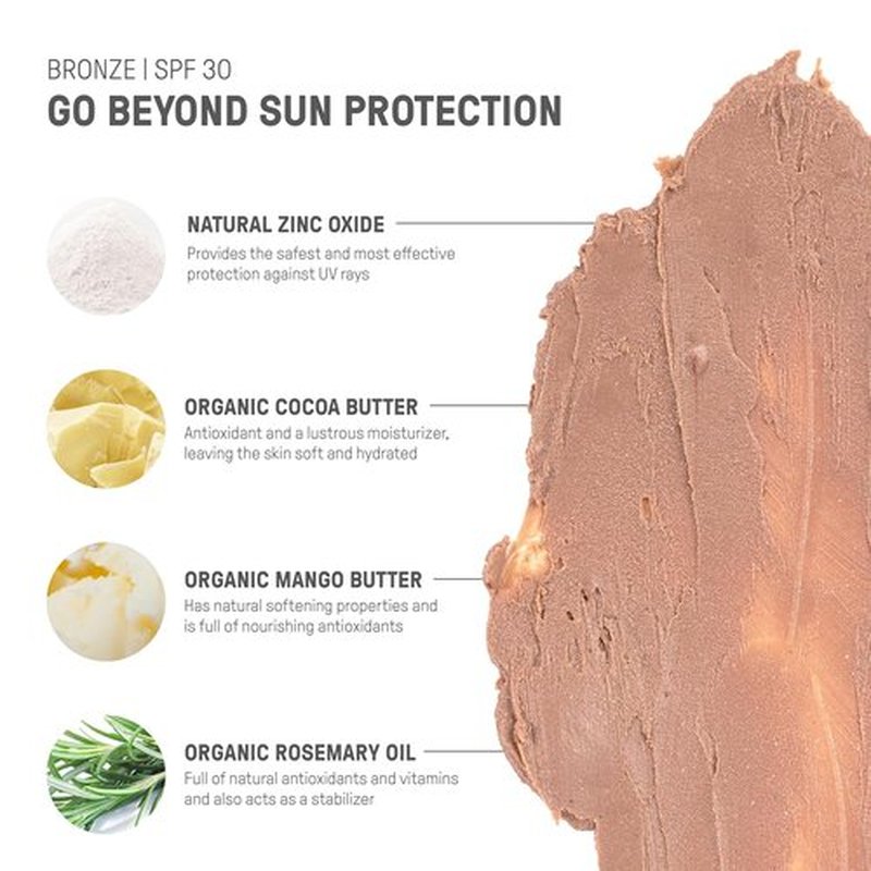 Raw Element Ultra-Moisturizing Tinted Face Cream - SPF 30 Mineral Sunscreen, Bronze, 1.8 oz | Reef Friendly
