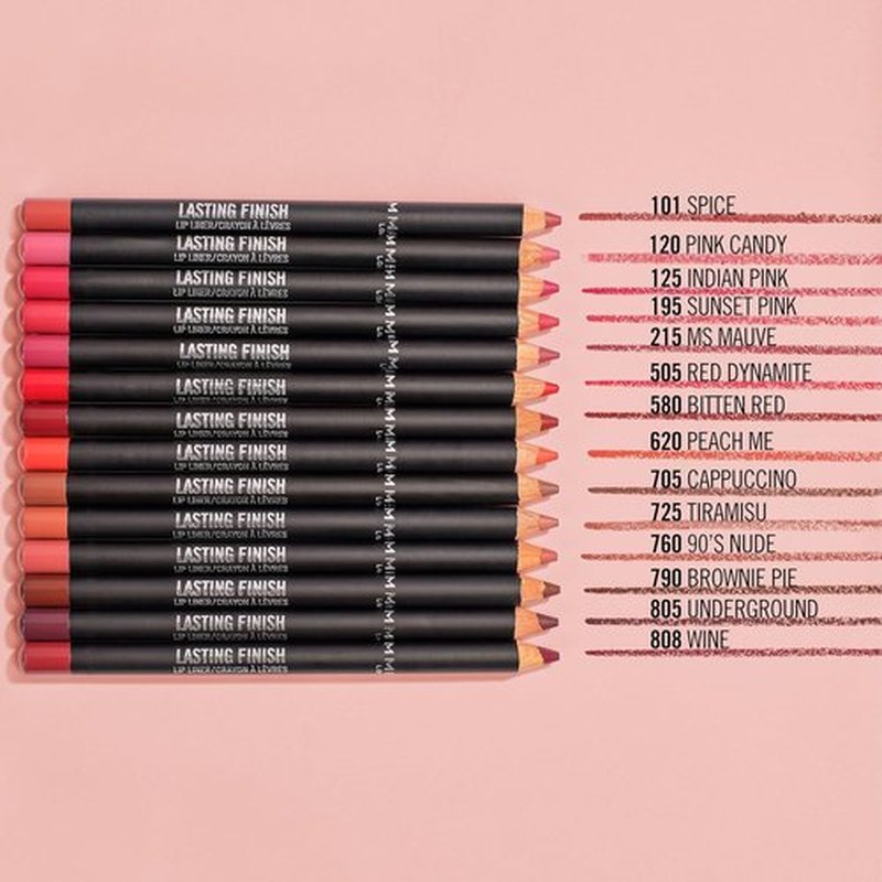Rimmel Lasting Finish 8HR Lip Liner Pencil - Vibrant, Blendable Formula for Long-Lasting Color - 195 Sunset Pink, .04oz
