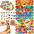 Cherisnowy 72PCS Hero Party Set - 48PCS Temporary Tattoos & 24PCS Slap Bracelets - Themed Pow Birthday Supplies, Baby Shower Gifts, Classroom Rewards & Party Decor for Kids