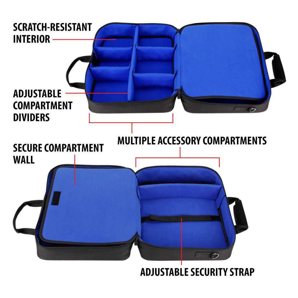 USA Gear Large Hairstylist Traveling Bag - Hair Salon Case - Customizable Interior with Adjustable Dividers - Fit All Hair Equipment Blow Dryer, Barber Tools, Curling Iron, Brushes (Blue)