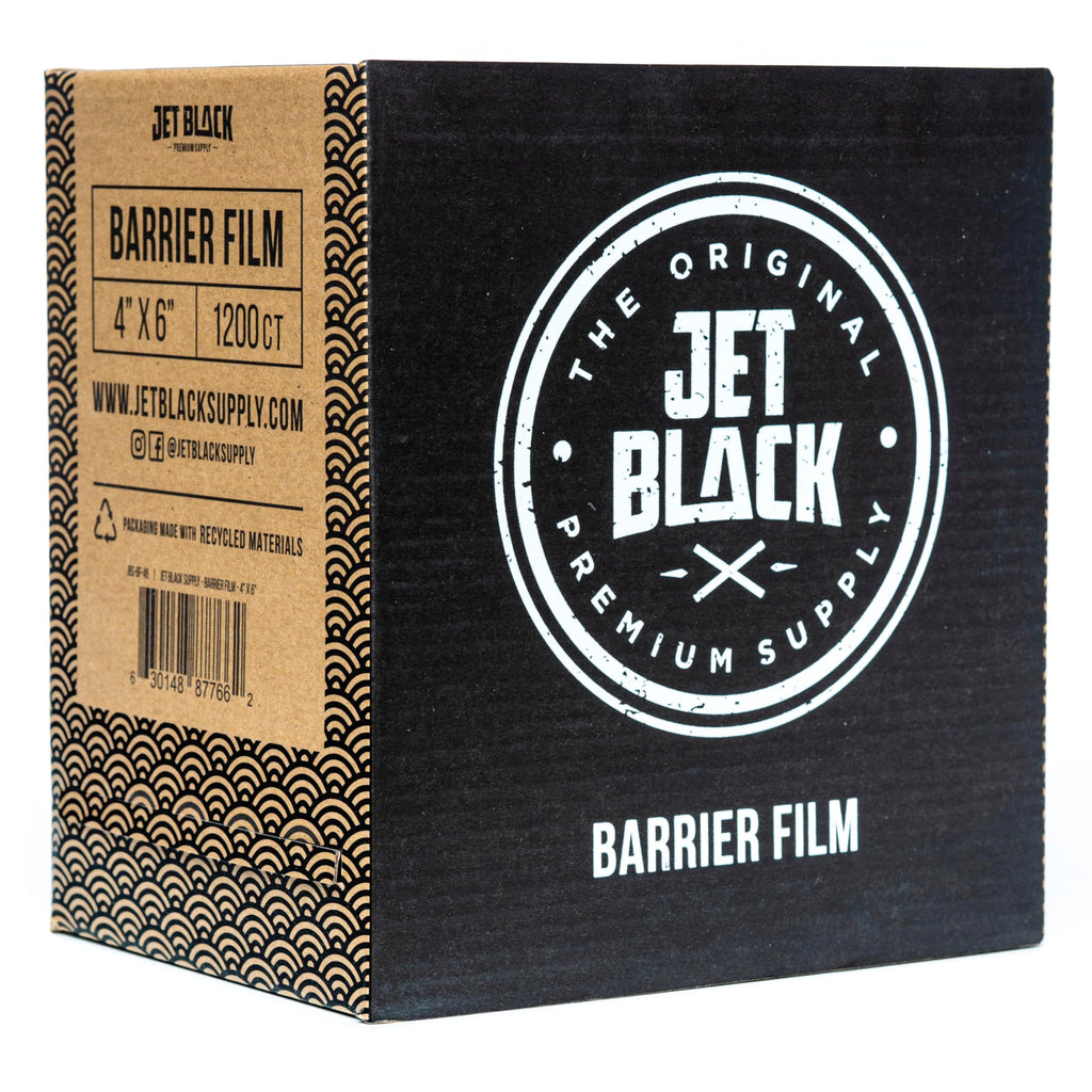Jet Black Supply Barrier Film Roll, 4" x 6" Perforated Sheets, Disposable Barrier Tape for Tattoo, Non-stick edges, Quick and easy to apply, Extra tacky adhesive, Black