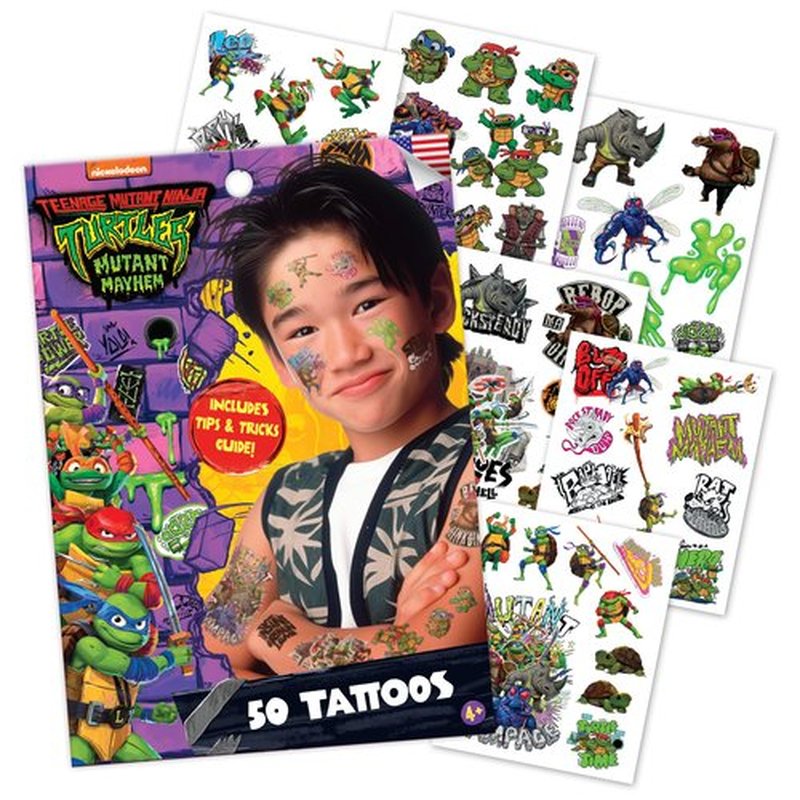 Teenage Mutant Ninja Turtles Temporary Tattoos for Kids (50 pack). Made in the USA w Certified Safe Ink. Kids Birthday Party Supplies & Party Favors. Temporary Tattoos Stickers Set for Girls and Boys