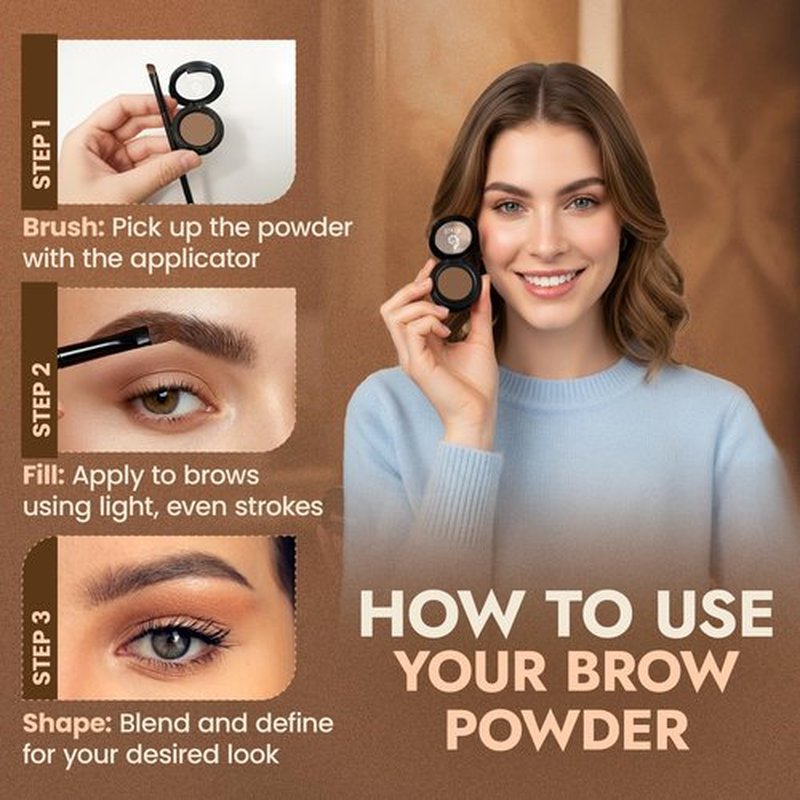 Organic Eyebrow Powder - Vegan Brow Tint for Shaping, Filling & Defining, 100% Natural - Smudge-Proof & Long-Lasting Conditioning - Cruelty-Free, Paraben-Free, Gluten-Free, Made in USA - Deep Brown