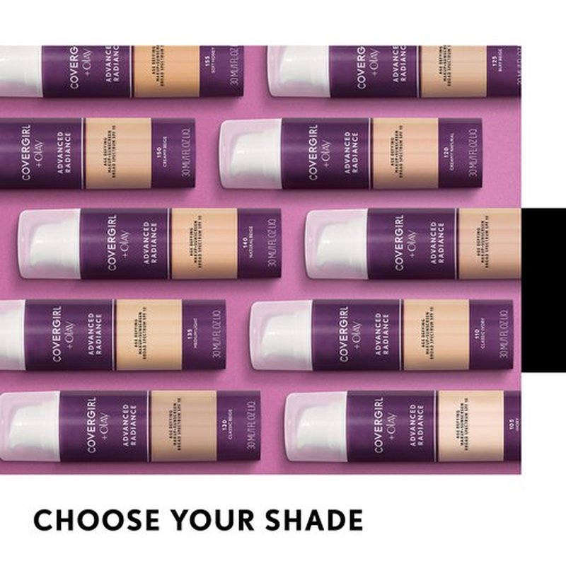 COVERGIRL Advanced Radiance Age-Defying Foundation Makeup, Buff Beige, 1 oz (Packaging May Vary) (Pack of 2)