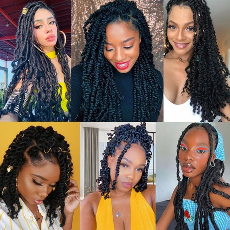 8 Packs Springy Afro Twist Hair 16 inch Marley Twist Braiding Hair Pre-Separated Braiding Hair for Distressed Faux Locs Spring Twist Hair Extensions for Women (1B, 16 Inch (Pack of 8))