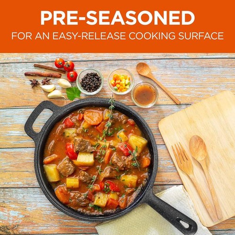 Commercial Chef 2-Qt. Cast Iron Saucepan with Lid - Pre-Seasoned, Works on All Cooktops & Grills