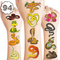 94PCS Cute Snake Temporary Tattoos Themed Reptile Animals Birthday Party Decorations Supplies Favors Decor Jungle Swamp Safari Tattoo Stickers Gifts For Kids Adults Boys Girls School Prizes Carnival