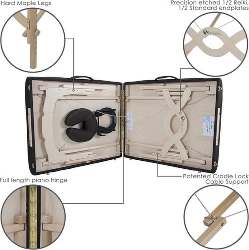 EARTHLITE Portable Massage Table Package AVALON - Premium Flex-Rest Face Cradle & Strata Cushion, 30”x73”