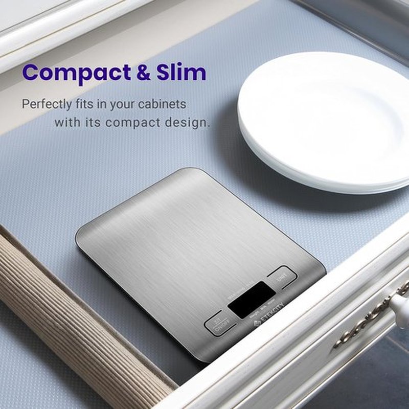 Etekcity Digital Food Kitchen Scale - Accurate Grams & Ounces Measurement for Cooking & Meal Prep | Medium 304 Stainless Steel