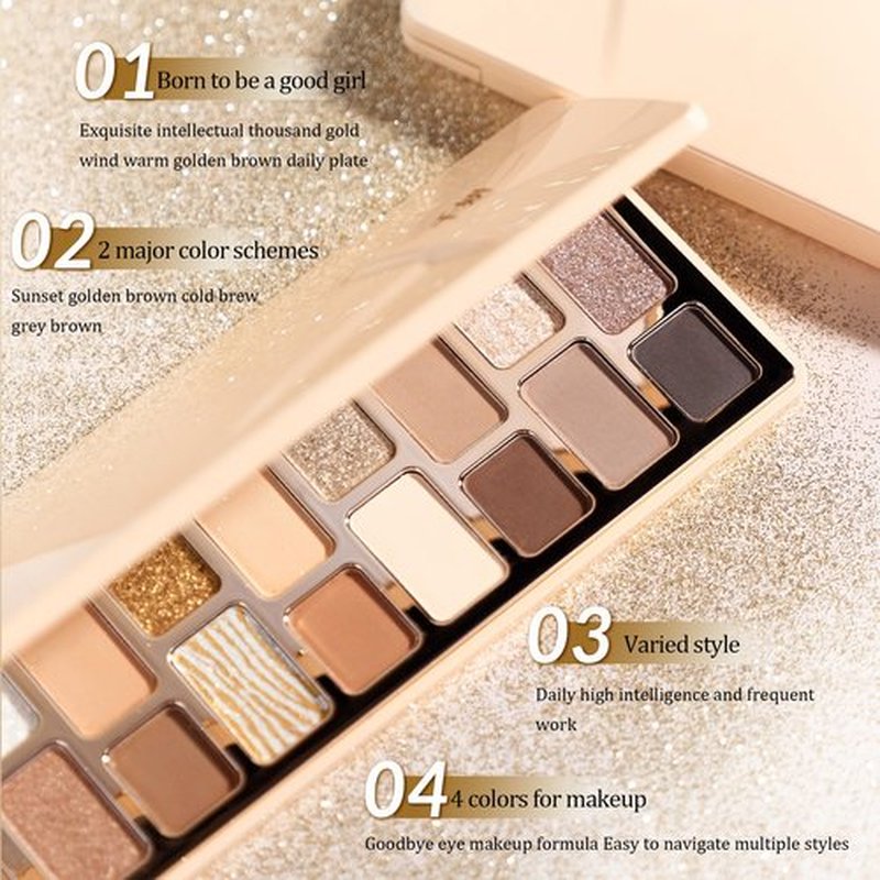CHEERYEP 16-Color Golden Dune Eyeshadow Palette | Creamy Matte, Shimmer & Marbled Gold Shades | Vegan, Cruelty-Free, Long-Lasting Pigments | Perfect for Everyday Makeup & Desert-Inspired Glam (Nature)