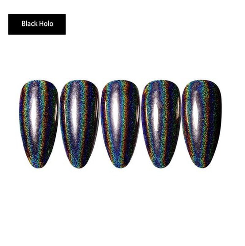 3 Colors Holographic Nail Powder Pack- Rose Gold/Passion Pink/Black Chrome Holographic Effect- 0.4g/ Jar