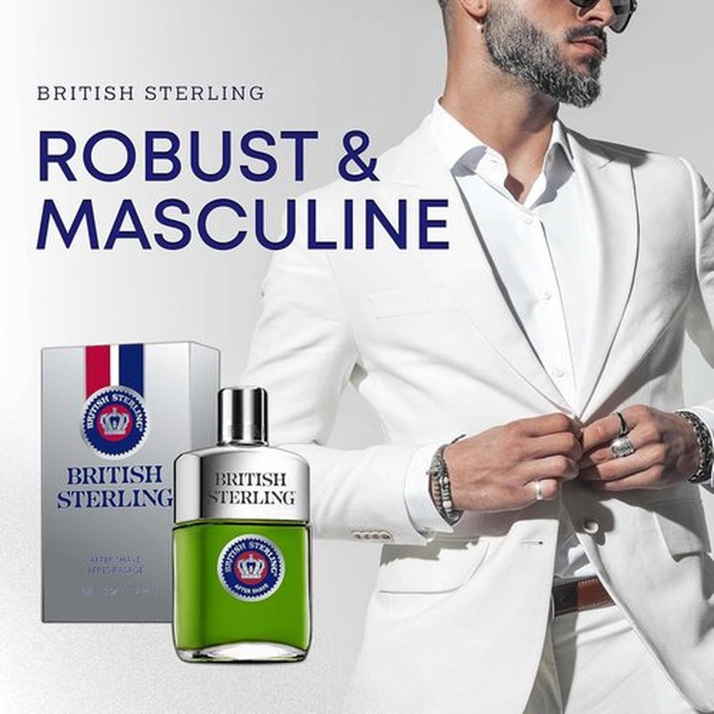 British Sterling Aftershave for Men - Classic Scent | 3.8 Oz Bottle
