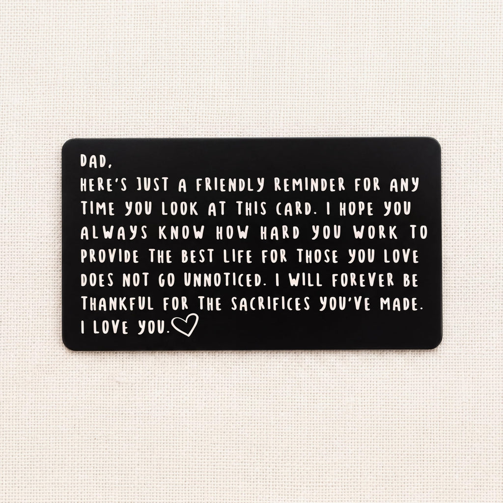 Red Dot Laser Engraving Wallet Card for Dad – Father's Day from Son or Daughter for the Best Dad Ever - Voted Most Meaningful and Unique Gift for Fathers - Gift Ready, Engraved