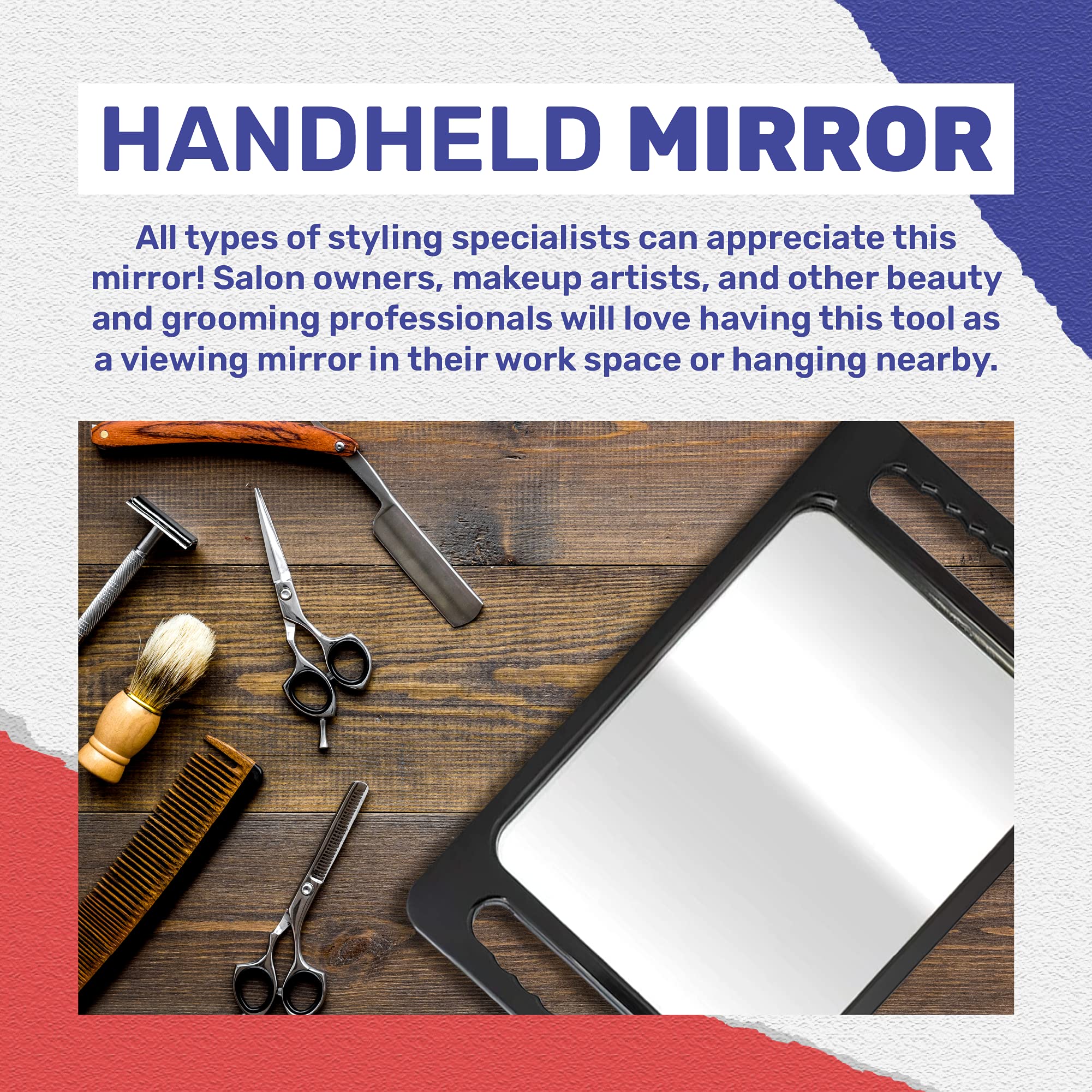 BarberMate® Plastic Tray Mirror with Handles for Barbers and Stylists