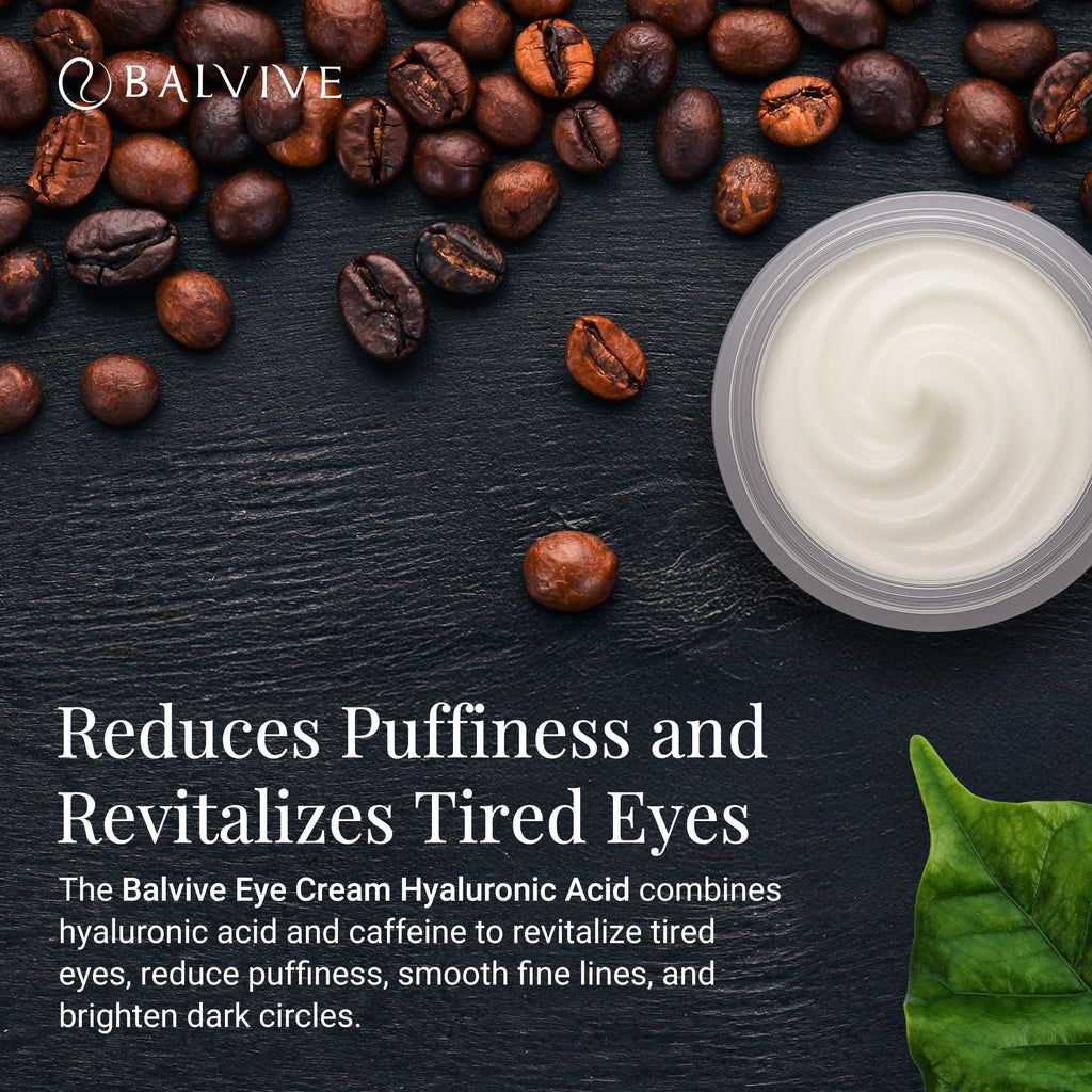 BALVIVE Caffeine Under Eye Cream for Dark Circles, Puffiness, Wrinkles, Bags Under Eye & Fine Lines with Retinol & Multi-Peptides - Brightening, Hydrating & Revitalizing for Women & Men, 30ml