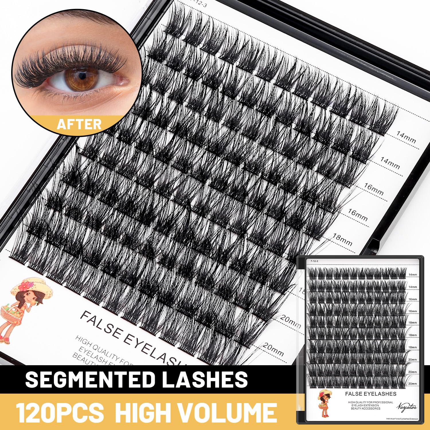 →VAYATOR Lashes Mixed Kit/False Lashes Lash Bond & Seal Kit Multiple styles To Choose 8-20mm Mix D Curl/DD Curl Makeup Cluster Grafting Eyelashes Individual Extension (C#10-12-14-16mm Mixed)