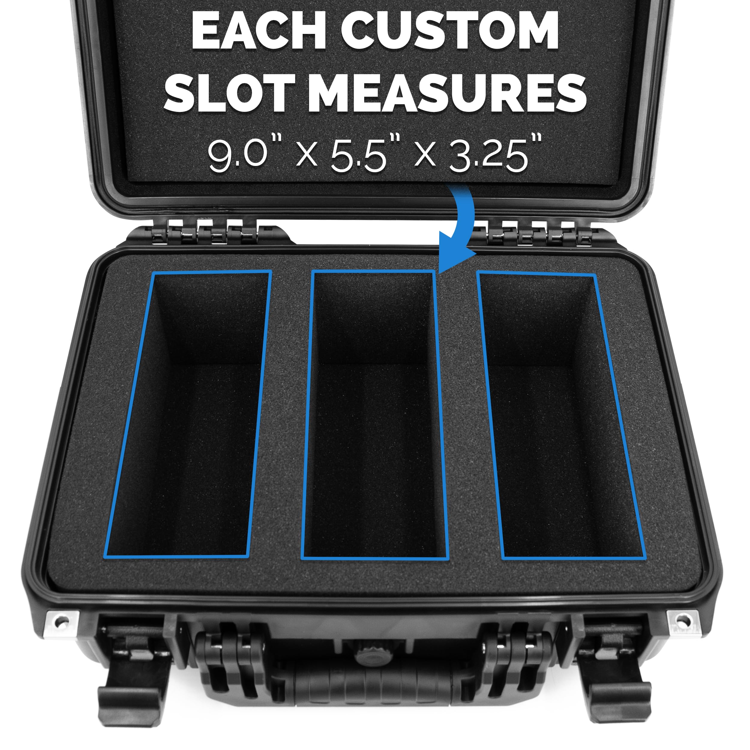 CASEMATIX Waterproof Graded Card Storage Box for 100 PSA, BGS, CSG Sports Cards – IPX7 Protective Holder Case Fits PSA Slabs and Toploaders With Dividers – Durable Collectible Card Case