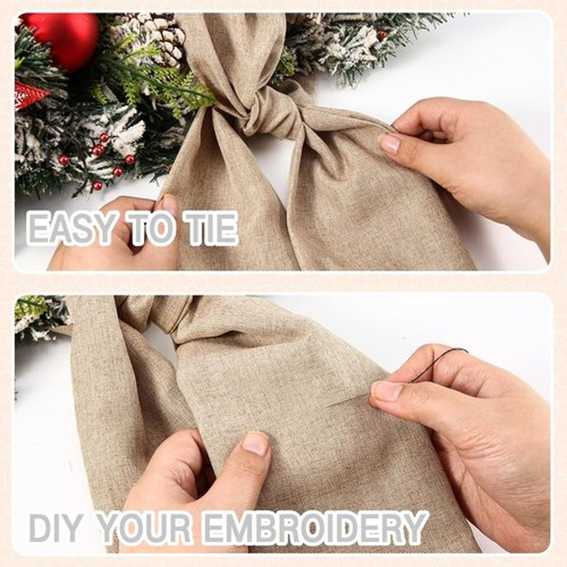 Skiennix 2 Pack Burlap Wreath Sash - Blank for Monogram Embroidery | 5'' L x 54'' W, Brown