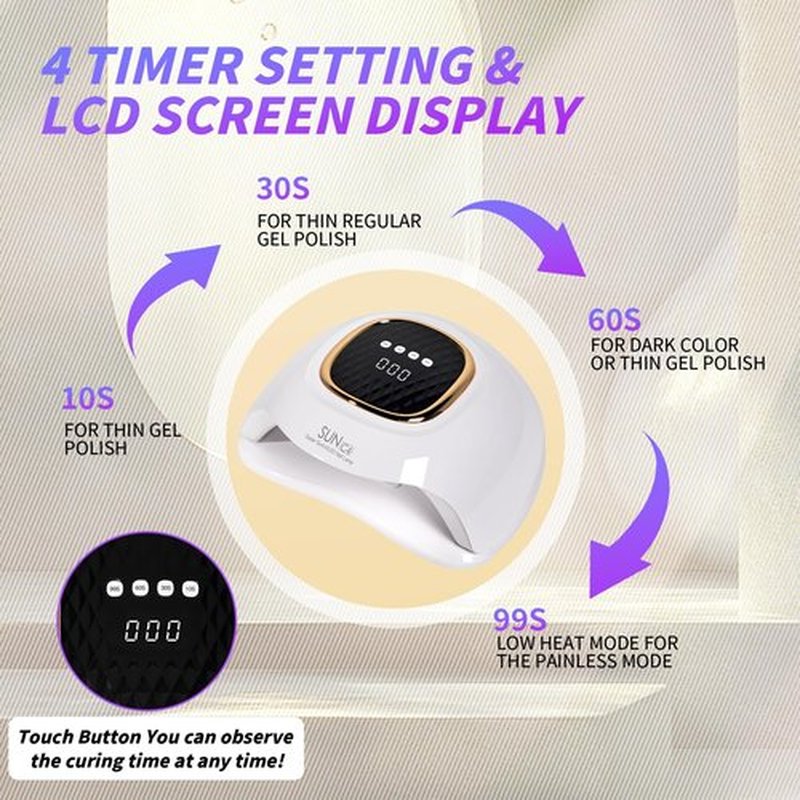 248W UV Nail Lamp Gel Nail Lamp UV Dryer with 63 Beads for Gel Nails LED Nail Lamp, Automatic Sensor and 4 Timer Settings Perfect for Home and Salon Use Professional Quality Nail Dryer (C4)