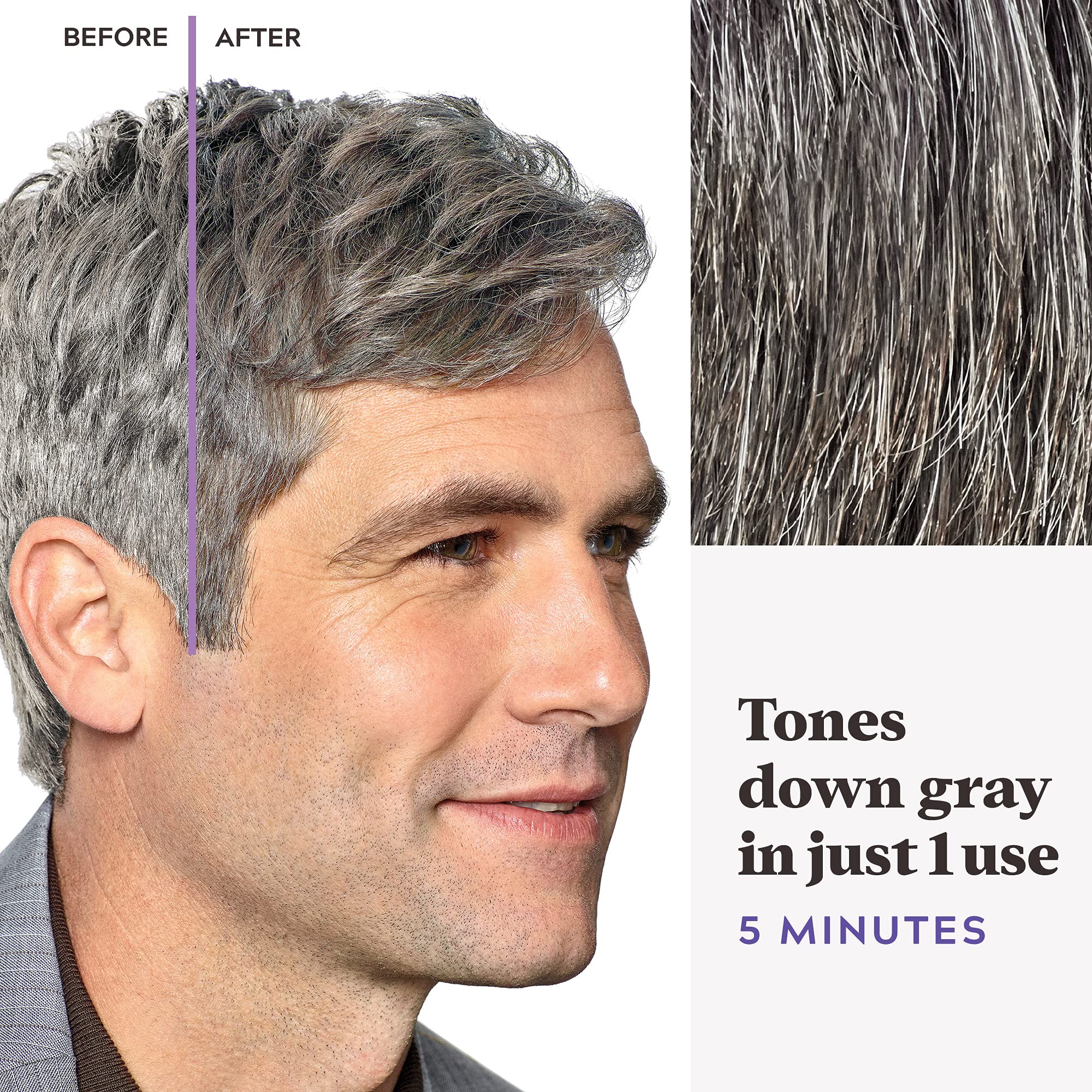 Just For Men Touch of Gray, Mens Hair Color Kit with Comb Applicator for Easy Application, Great for a Salt and Pepper Look - Medium Brown, T-35, Pack of 1