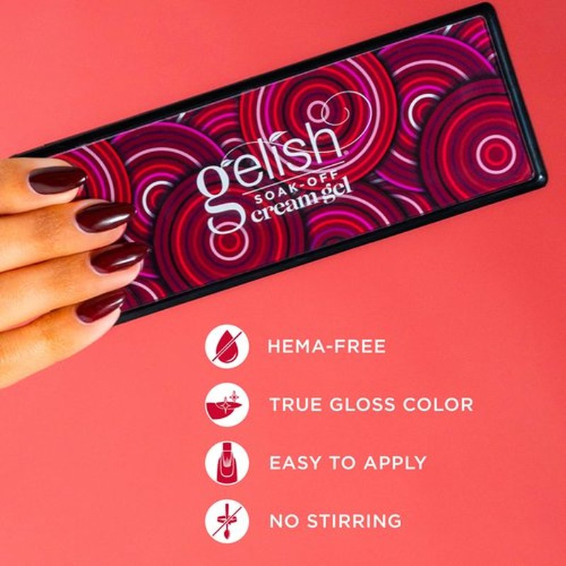 Gelish Cream Gel – Solid Soak-Off Professional Gel Polish for Salon Quality Manicure with Brush, LED Cure, Long-Lasting, High Shine, Easy Application (Getting Reddy)