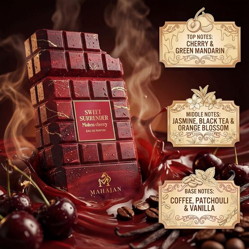 Mahajan Sweet Surrender Molten Cherry Eau de Parfum - Juicy Cherry Vanilla Gourmand with Warm Coffee | Seductive Luxury Fragrance (3.4 oz)