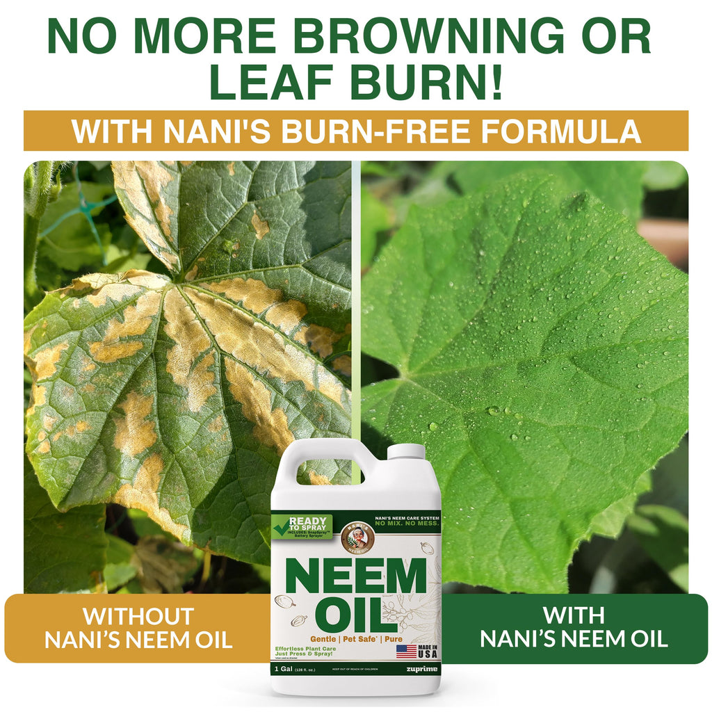 Nani’s Neem Oil Spray for Plants (1G Refill) - Ready-to-Use, Made from 100% Cold-Pressed Organic Neem Oil for Plants - Indoor & Outdoor Use for Healthier Horticultural Growth