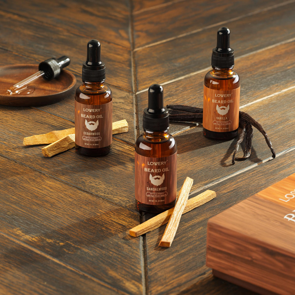 (2 Pack of 5-Pack) Beard Oil for Men, Sandalwood, Vanilla, Cedarwood, Pine, Unscented Fragrances, Mens Beard Oil w Argan & Jojoba Oil,