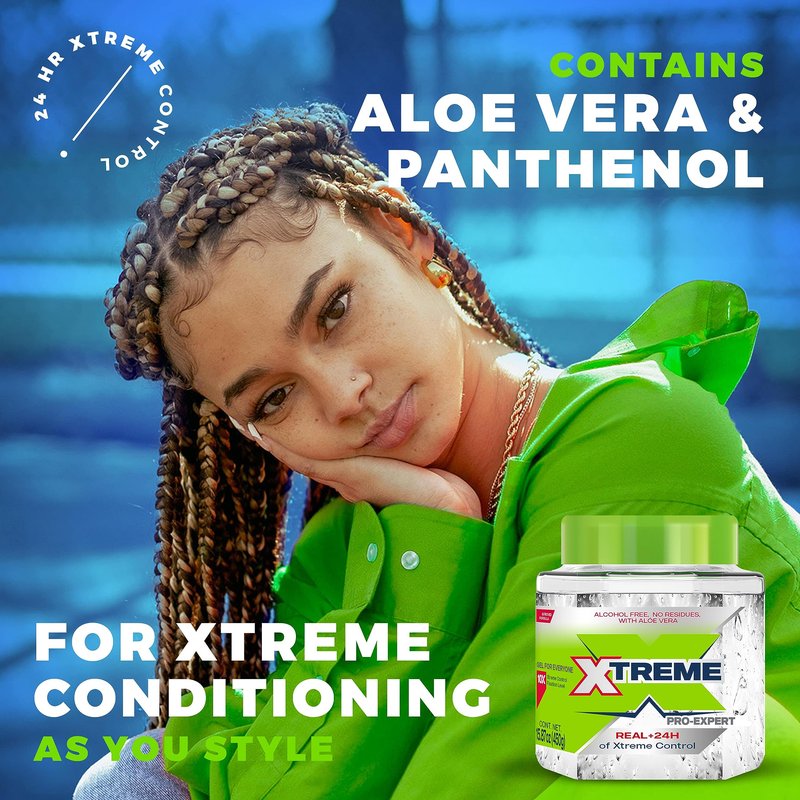 Xtreme Pro-Expert Clear Styling Gel with Aloe Vera, Alcohol-Free, 15.87 oz, 3 Pack
